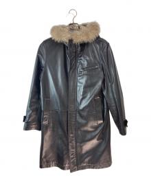 BURBERRY BLACK LABEL（バーバリーブラックレーベル）の古着「シープレザーコート」｜ブラック