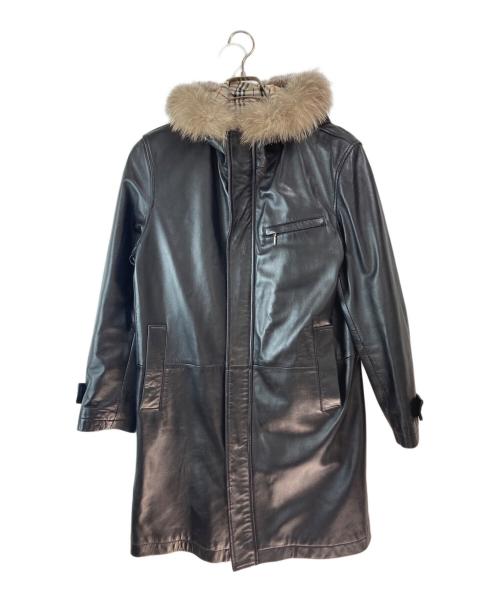 BURBERRY BLACK LABEL（バーバリーブラックレーベル）BURBERRY BLACK LABEL (バーバリーブラックレーベル) シープレザーコート ブラック サイズ:Mの古着・服飾アイテム