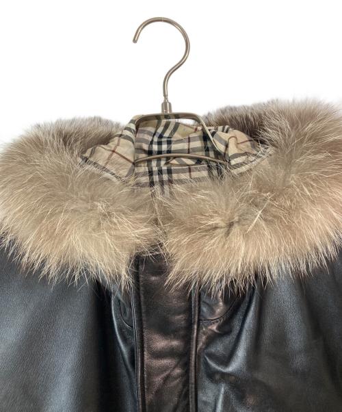 BURBERRY BLACK LABEL（バーバリーブラックレーベル）BURBERRY BLACK LABEL (バーバリーブラックレーベル) シープレザーコート ブラック サイズ:Mの古着・服飾アイテム