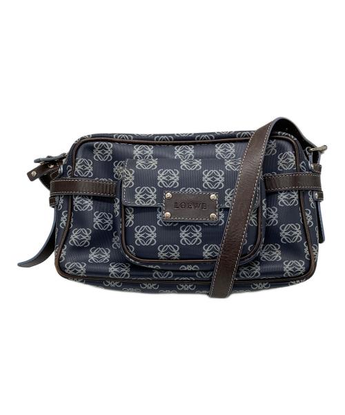 LOEWE（ロエベ）LOEWE (ロエベ) アナグラム総柄PVCショルダーバッグ ネイビーの古着・服飾アイテム