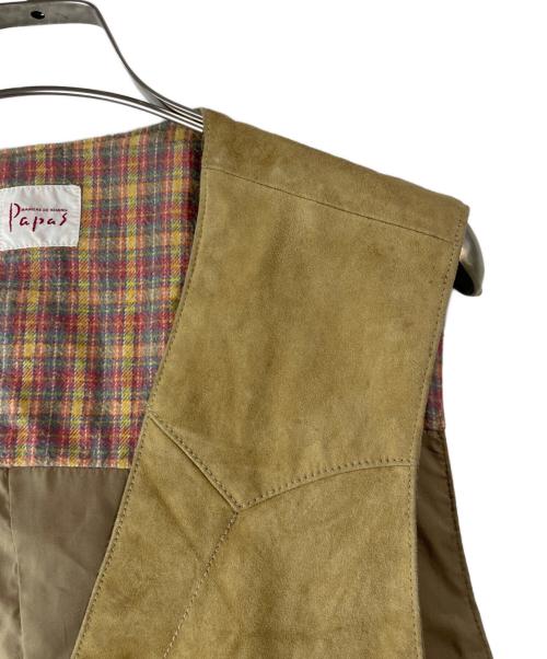 PAPAS（パパス）PAPAS (パパス) スウェードジレ ベージュ サイズ:Ｌ　の古着・服飾アイテム