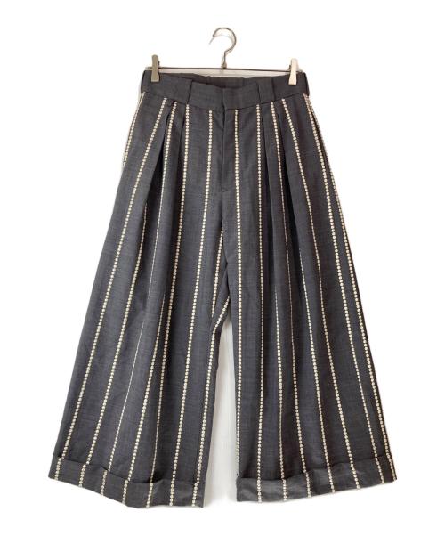 TAAKK（ターク）TAAKK (ターク) 18SS 刺繍ストライプセットアップ グレー サイズ:1の古着・服飾アイテム