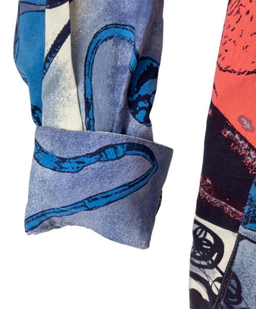 Jean Paul Gaultier homme（ジャンポールゴルチェオム）Jean Paul GAULTIER HOMME (ジャンポールゴルチェオム) アーカイブ総柄シャツ ブルー サイズ:48の古着・服飾アイテム