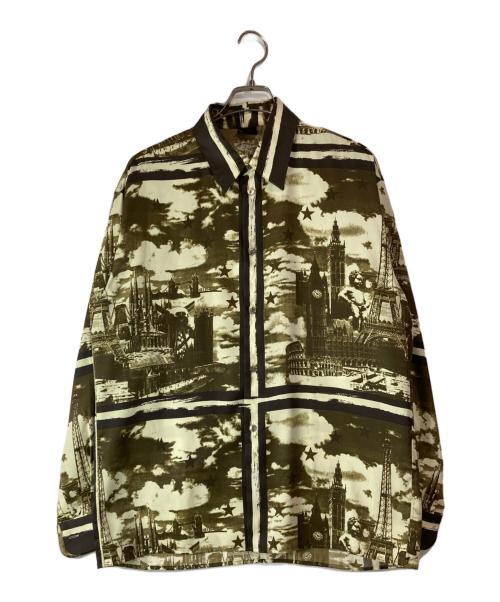 Jean Paul Gaultier homme（ジャンポールゴルチェオム）Jean Paul GAULTIER HOMME (ジャンポールゴルチェオム) アーカイブエッフェル塔プリントシャツ ブラウン サイズ:48の古着・服飾アイテム