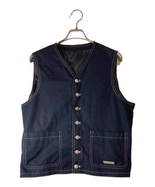 JUNIOR GAULTIER（ジュニアゴルチエ）JUNIOR GAULTIER (ジュニアゴルチエ) ロゴプレートジレ ネイビー サイズ:48の古着・服飾アイテム