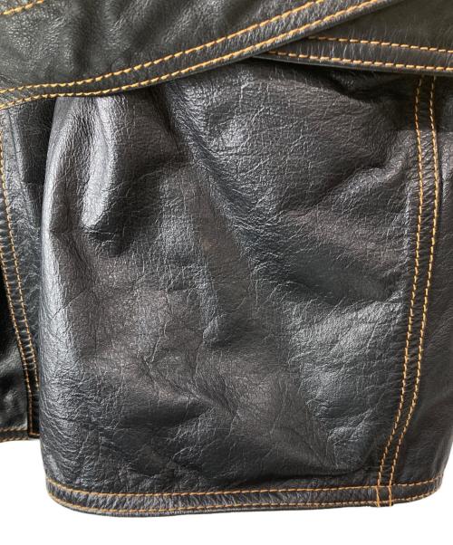 GAULTIER jean`s（ゴルチエジーンズ）GAULTIER jean`s (ゴルチエジーンズ) ベルデッドレザーコート ブラック サイズ:40の古着・服飾アイテム