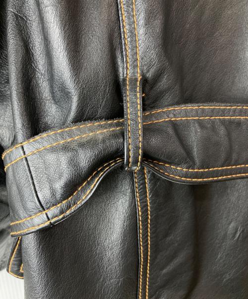 GAULTIER jean`s（ゴルチエジーンズ）GAULTIER jean`s (ゴルチエジーンズ) ベルデッドレザーコート ブラック サイズ:40の古着・服飾アイテム