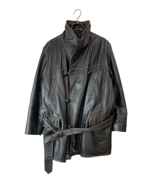 GAULTIER jean`s（ゴルチエジーンズ）GAULTIER jean`s (ゴルチエジーンズ) ベルデッドレザーコート ブラック サイズ:40の古着・服飾アイテム