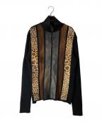 Jean Paul Gaultier hommeジャンポールゴルチェオム）の古着「アーカイブハラコレザー切替ハーフジップニット」｜ブラック