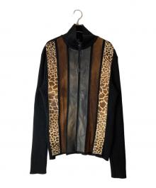 Jean Paul Gaultier homme（ジャンポールゴルチェオム）の古着「アーカイブハラコレザー切替ハーフジップニット」｜ブラック