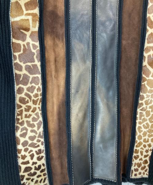 Jean Paul Gaultier homme（ジャンポールゴルチェオム）Jean Paul GAULTIER HOMME (ジャンポールゴルチェオム) アーカイブハラコレザー切替ハーフジップニット ブラック サイズ:48の古着・服飾アイテム
