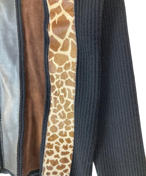 Jean Paul Gaultier homme（ジャンポールゴルチェオム）Jean Paul GAULTIER HOMME (ジャンポールゴルチェオム) アーカイブハラコレザー切替ハーフジップニット ブラック サイズ:48の古着・服飾アイテム