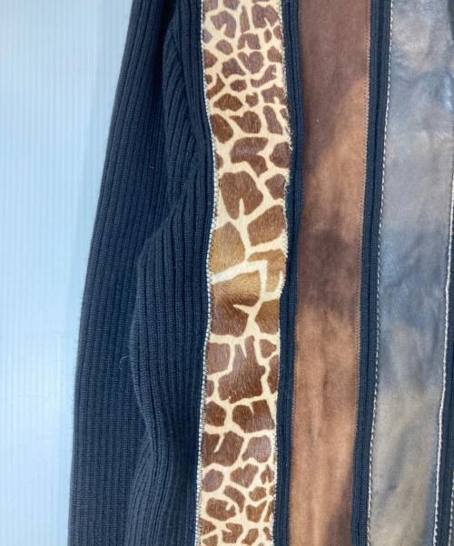 Jean Paul Gaultier homme（ジャンポールゴルチェオム）Jean Paul GAULTIER HOMME (ジャンポールゴルチェオム) アーカイブハラコレザー切替ハーフジップニット ブラック サイズ:48の古着・服飾アイテム