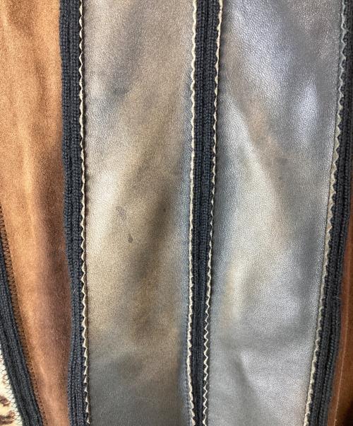 Jean Paul Gaultier homme（ジャンポールゴルチェオム）Jean Paul GAULTIER HOMME (ジャンポールゴルチェオム) アーカイブハラコレザー切替ハーフジップニット ブラック サイズ:48の古着・服飾アイテム