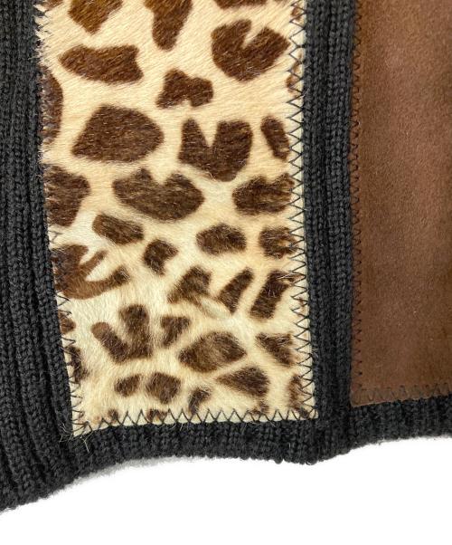 Jean Paul Gaultier homme（ジャンポールゴルチェオム）Jean Paul GAULTIER HOMME (ジャンポールゴルチェオム) アーカイブハラコレザー切替ハーフジップニット ブラック サイズ:48の古着・服飾アイテム