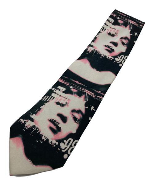 Jean Paul Gaultier homme（ジャンポールゴルチェオム）Jean Paul GAULTIER HOMME (ジャンポールゴルチェオム) フェイスプリントネクタイ ブラック サイズ:実寸参照の古着・服飾アイテム