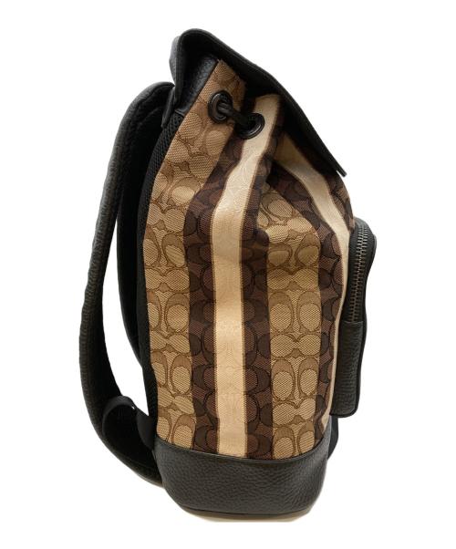 COACH（コーチ）COACH (コーチ) ターナー ストライプ バックパック ベージュの古着・服飾アイテム