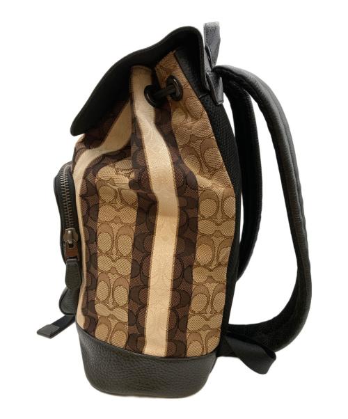 COACH（コーチ）COACH (コーチ) ターナー ストライプ バックパック ベージュの古着・服飾アイテム