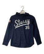 stussyステューシー）の古着「35周年 ベースボールシャツジャケット」｜ネイビー