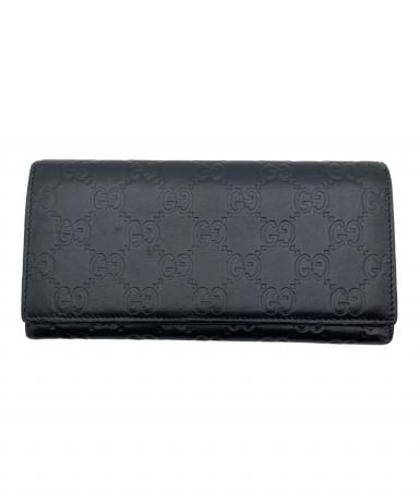 中古・古着通販】GUCCI (グッチ) グッチシマ レザー長財布 ブラック