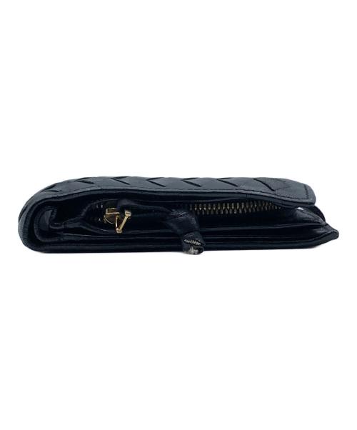 BOTTEGA VENETA（ボッテガベネタ）BOTTEGA VENETA (ボッテガベネタ) イントレチャート二つ折り財布 ブラックの古着・服飾アイテム