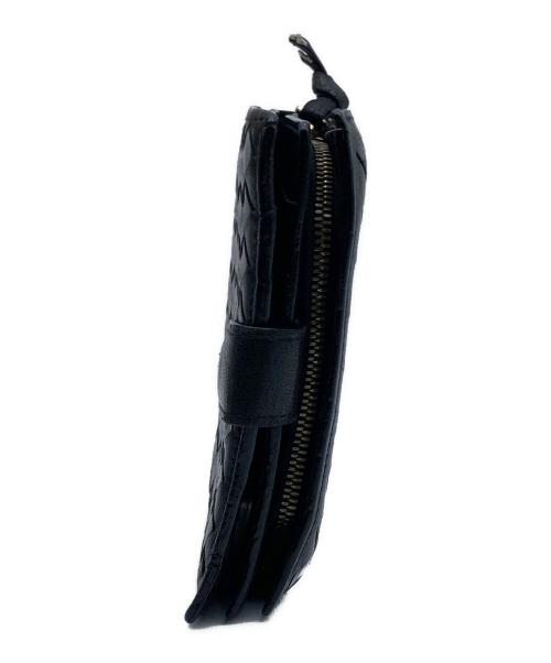 BOTTEGA VENETA（ボッテガベネタ）BOTTEGA VENETA (ボッテガベネタ) イントレチャート二つ折り財布 ブラックの古着・服飾アイテム