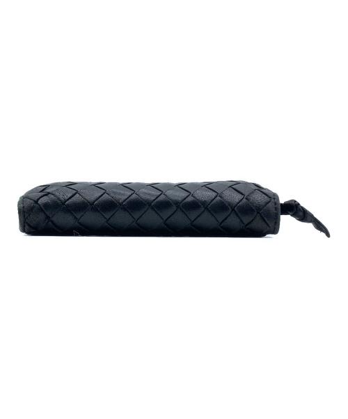 BOTTEGA VENETA（ボッテガベネタ）BOTTEGA VENETA (ボッテガベネタ) イントレチャート二つ折り財布 ブラックの古着・服飾アイテム