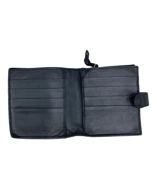 BOTTEGA VENETA（ボッテガベネタ）BOTTEGA VENETA (ボッテガベネタ) イントレチャート二つ折り財布 ブラックの古着・服飾アイテム