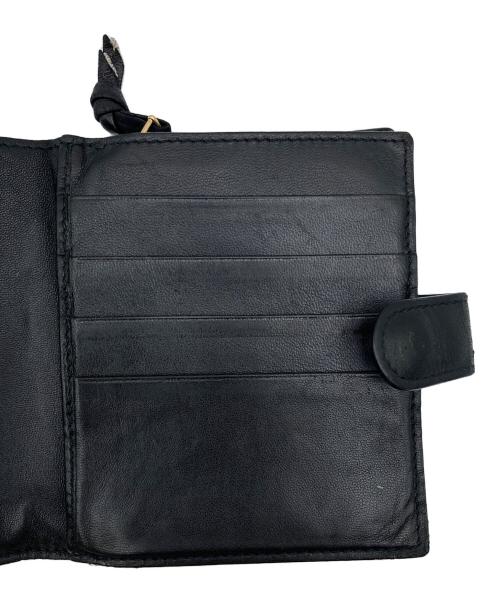 BOTTEGA VENETA（ボッテガベネタ）BOTTEGA VENETA (ボッテガベネタ) イントレチャート二つ折り財布 ブラックの古着・服飾アイテム