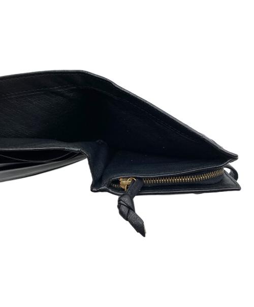 BOTTEGA VENETA（ボッテガベネタ）BOTTEGA VENETA (ボッテガベネタ) イントレチャート二つ折り財布 ブラックの古着・服飾アイテム