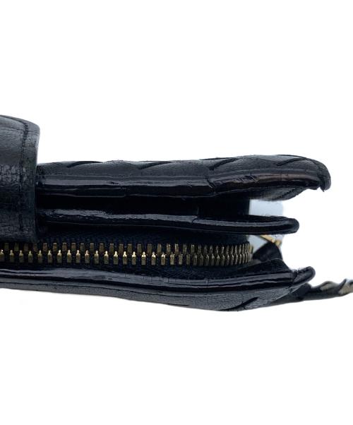 BOTTEGA VENETA（ボッテガベネタ）BOTTEGA VENETA (ボッテガベネタ) イントレチャート二つ折り財布 ブラックの古着・服飾アイテム