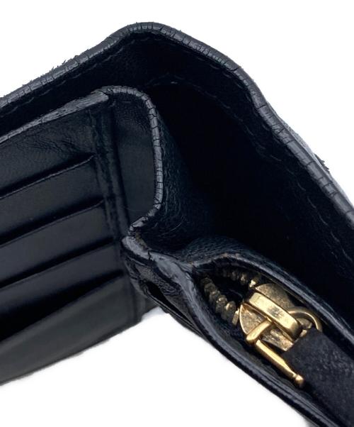 BOTTEGA VENETA（ボッテガベネタ）BOTTEGA VENETA (ボッテガベネタ) イントレチャート二つ折り財布 ブラックの古着・服飾アイテム