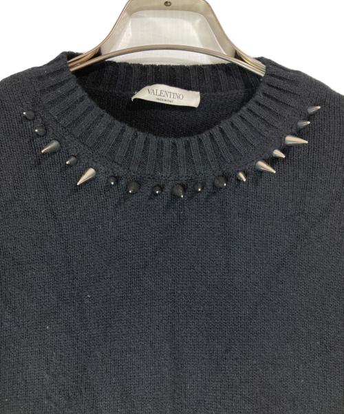 VALENTINO（ヴァレンティノ）VALENTINO (ヴァレンティノ) カシミヤスタッズニット ブラック サイズ:XSの古着・服飾アイテム