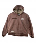 90909090）の古着「King Logo Vintage Hooded Work Jacket/キングロゴヴィンテージフーデッドワークジャケット」｜ブラウン