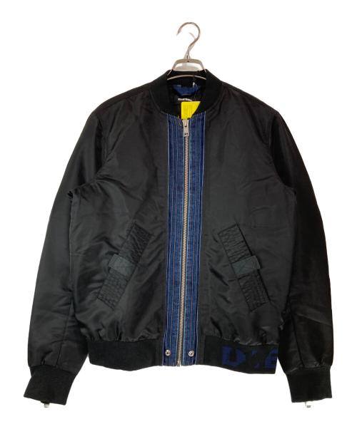 DIESEL（ディーゼル）DIESEL (ディーゼル) デニムコンビMA-1ジャケット ブラック サイズ:Lの古着・服飾アイテム