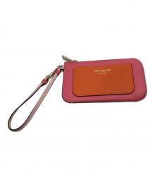 Kate Spade（ケイトスペード）の古着「アヴァ カラーブロックド コイン カード ケース リスレット」｜ピンク×オレンジ