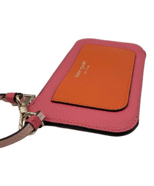 Kate Spade（ケイトスペード）Kate Spade (ケイトスペード) アヴァ カラーブロックド コイン カード ケース リスレット ピンク×オレンジの古着・服飾アイテム
