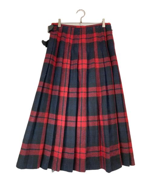 O'NEIL OF DUBLIN（オニールオブダブリン）O'NEIL OF DUBLIN (オニールオブダブリン) ウール×ナイロンチェックラップスカート レッド サイズ:US 8の古着・服飾アイテム