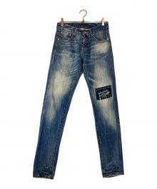 DSQUARED2（ディースクエアード）の古着「01ss パッチワークダメージデニムパンツ」｜インディゴ