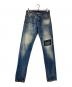 DSQUARED2（ディースクエアード）の古着「01ss パッチワークダメージデニムパンツ」｜インディゴ