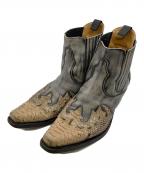 SANCHO BOOTSサンチョブーツ）の古着「パイソンウエスタンブーツ」｜グレー×ベージュ