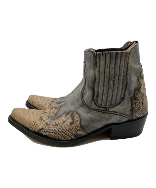 SANCHO BOOTS（サンチョブーツ）SANCHO BOOTS (サンチョブーツ) パイソンウエスタンブーツ グレー×ベージュ サイズ:SIZE 44の古着・服飾アイテム