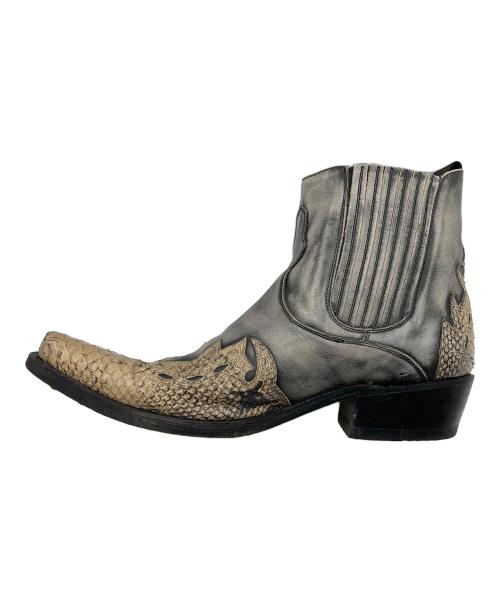 SANCHO BOOTS（サンチョブーツ）SANCHO BOOTS (サンチョブーツ) パイソンウエスタンブーツ グレー×ベージュ サイズ:SIZE 44の古着・服飾アイテム