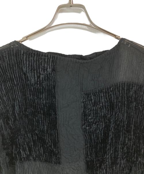 ISSEY MIYAKE（イッセイミヤケ）ISSEY MIYAKE (イッセイミヤケ) 90s ベロア切替クラッシュプリーツワンピース ブラック サイズ:Mの古着・服飾アイテム