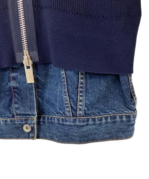 sacai（サカイ）sacai (サカイ) デニムドッキングジップカーディガン ネイビー サイズ:3の古着・服飾アイテム