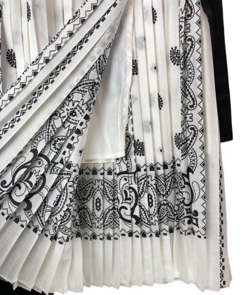 sacai（サカイ）sacai (サカイ) バンダナプリーツスカート ブラック×ホワイト サイズ:１の古着・服飾アイテム