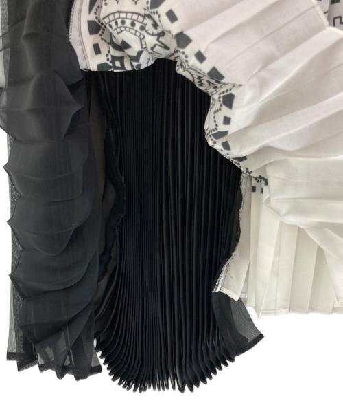 sacai（サカイ）sacai (サカイ) バンダナプリーツスカート ブラック×ホワイト サイズ:１の古着・服飾アイテム