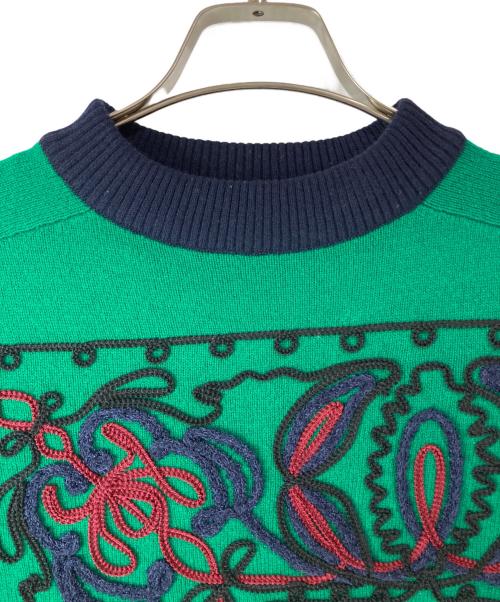 sacai（サカイ）sacai (サカイ) ペイズリーコード刺繍プルオーバーニット グリーン サイズ:１の古着・服飾アイテム