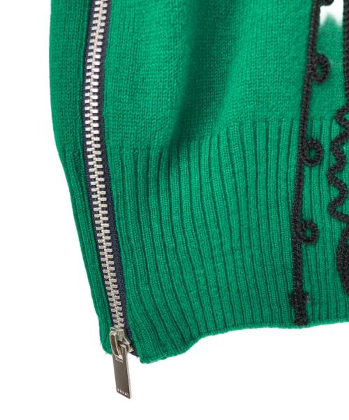 sacai（サカイ）sacai (サカイ) ペイズリーコード刺繍プルオーバーニット グリーン サイズ:１の古着・服飾アイテム
