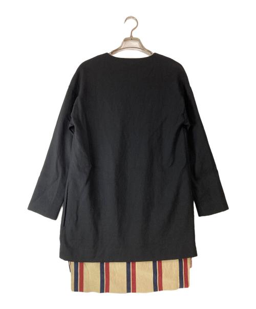 DRIES VAN NOTEN（ドリスヴァンノッテン）DRIES VAN NOTEN (ドリスヴァンノッテン) ストライプレイヤードVネックロングトップス ブラック サイズ:38の古着・服飾アイテム